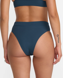 RVCA Womens Flat Rib Hi Waste French Bikini Bottoms - Blue Slate