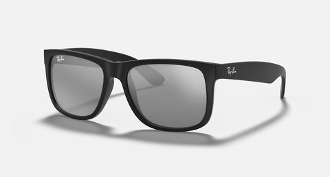 Ray-Ban Justin Sunglasses - Rubber Black W/ Grey Mirror Silver