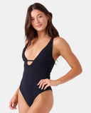 Roxy Womens Haleiwa Plunge One Piece Swimsuit - Anthracite