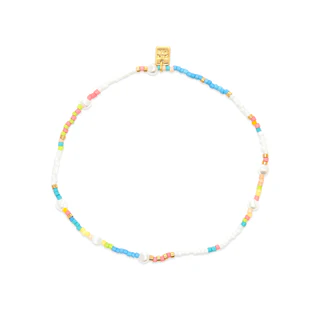 Pura Vida Mixed Seed Bead Gold Stretch Anklet ~ Solana