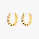 Pura Vida Stone Heart Hoop Earrings ~ Gold