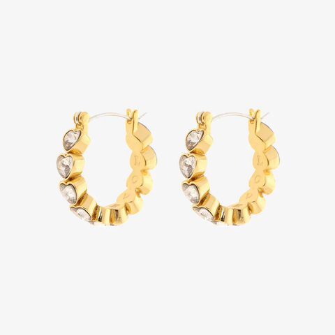 Pura Vida Stone Heart Hoop Earrings ~ Gold