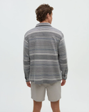 Tentree Mens Thompson Relaxed Brushed Cotton Overshirt Shacket - Meteorite Black Multi Stripe