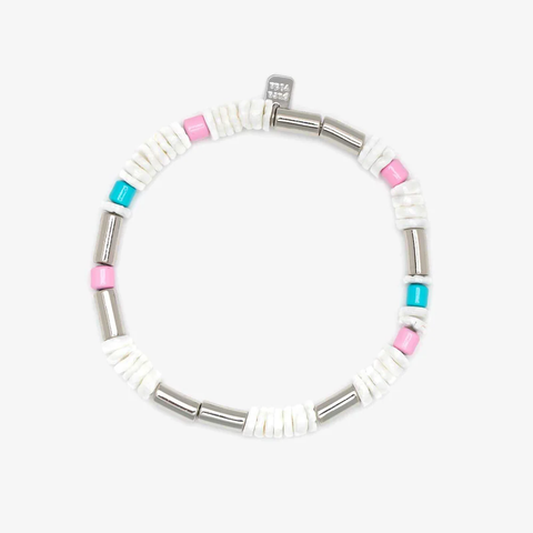 Pura Vida Tropical Breeze Stretch Bracelet ~ Silver