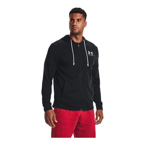 Under Armour Men's UA Rival Terry LC Full Zip Hoodie - Black / White - 001