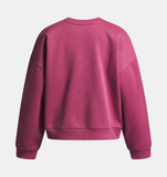 Under Armour Girls' UA Rival Fleece Oversized Crew - Fuchsia Dusk / White - 659