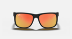 Ray-Ban Justin Sunglasses - Rubber Black W/ Brown Orange Mirror