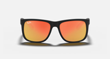 Ray-Ban Justin Sunglasses - Rubber Black W/ Brown Orange Mirror