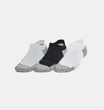 Under Armour Unisex UA ArmourDry® Pro 3-Pack No Show Socks - Black / White / Castlerock - 001