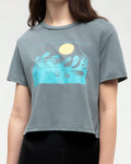Tentree Women's Seaforestation Crop T-Shirt - Anchor Grey / Sea Blue