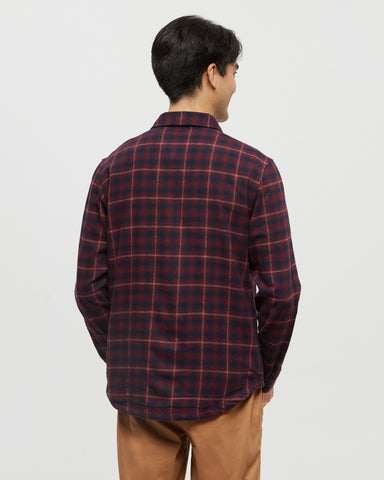 Tentree Mens Forest Flannel Shirt Button Up Shirt - Deep Burgundy Creekside Plaid