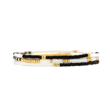 Pura Vida Mixed Seed Bead Gold Stretch Bracelet 3 PK ~ Monochrome