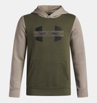 Under Armour Boys' Rival Fleece Colourblock Graphic Hoodie - Marine OD Green / Timberwolf Taupe - 390