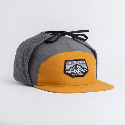 Coal The Tracker Flannel Lined 5 Panel Earflap Cap - Burnt Orange/Grey