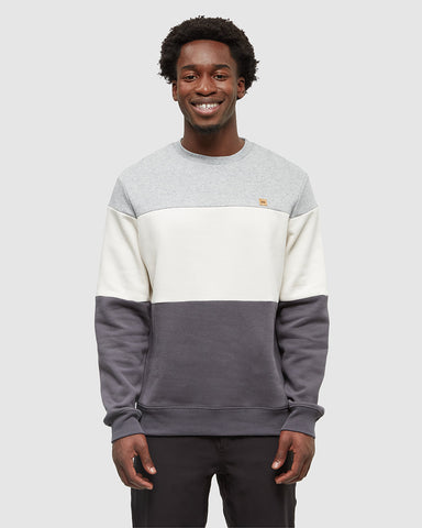 Tentree Mens Blocked Reynard Crew - Harbour Grey Heather / Undyed / Graphite