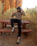 Tentree Mens Powell Slub Cotton Quart Zip Sweater - Clay Flash Stripe