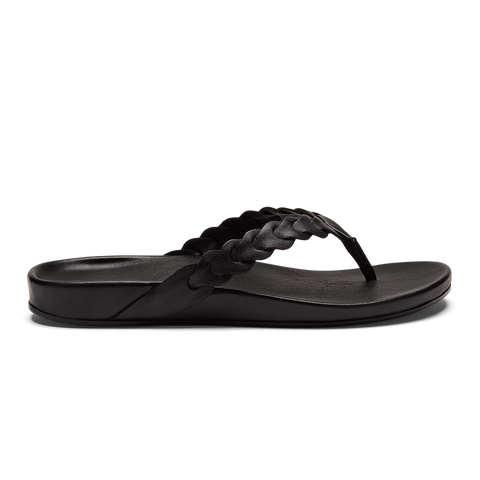 OluKai Women's Lei Leather Sandals - Lava Rock