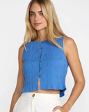 RVCA Women's Scrunch Top - Blue Relic