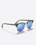Ray-Ban Clubmaster Sunglasses - Sand Havana W/ Grey Blue Mirror