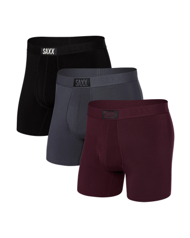 Saxx Underwear Ultra 3 Pack - Burnt Plum/Turbulence/Black