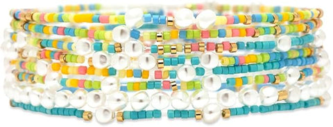 Pura Vida Mixed Seed Bead Bracelet 8 pack ~ Solana