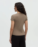 Tentree Women's Pinewood Soft Fine Rib Cotton T-Shirt - Clay