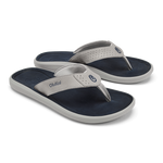 OluKai Mens Pili Waterproof Leather Sandals - Ash / Mood Indigo