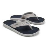 OluKai Mens Pili Waterproof Leather Sandals - Ash / Mood Indigo