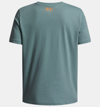 Under Armour Boys' UA Overlay Wordmark Short Sleeve - Serpentine / Blaze Orange - 323