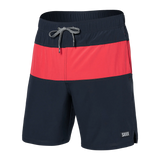 Saxx Mens Oh Buoy Stretch Volley 7" Swim Short - India Ink - Hibiscus
