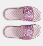 Under Armour Girls' UA Ignite Pro 8 Graphic Slides - Hushed Pink / Prime Pink / Metallic Gray Dawn - 662