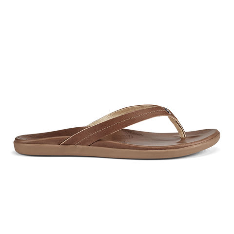 OluKai Womens Honu Leather Beach Sandals - Tan