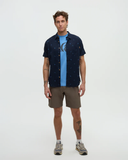 Tentree Mens Lake Life Mancos Collar Short Sleeve Shirt - Midnight Blue / Lake Life
