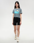 Tentree Women's Seaforestation Crop T-Shirt - Anchor Grey / Sea Blue