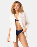 Roxy Women's Stripe Out Cover Up Shirt - Egret