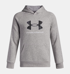 Under Armour Boys' UA Rival Fleece Big Logo Print Fill Hoodie - Mod Gray Light Heather / Black - 012