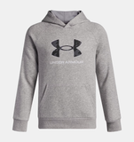 Under Armour Boys' UA Rival Fleece Big Logo Print Fill Hoodie - Mod Gray Light Heather / Black - 012