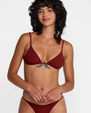 RVCA Women's Micro Rib Triangle Bikini Top - Madder Brown