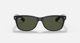 Ray-Ban New Wayfarer Sunglasses - Rubber Black W/ G-15 Green