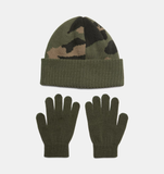 Under Armour UA Beanie Glove Set - Marine OD Green / White - 390