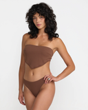 RVCA Womens Crinkle Tie Banseau Bikini Top - Chocolate