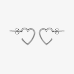 Pura Vida Heart Hoop Earrings ~ Silver