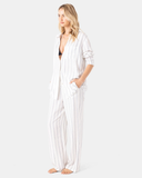 Roxy Women's After Surf Stripe Cover Up Shirt Dress - Egret