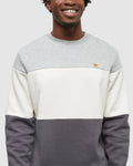 Tentree Mens Blocked Reynard Crew - Harbour Grey Heather / Undyed / Graphite