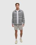 Tentree Mens Thompson Relaxed Brushed Cotton Overshirt Shacket - Meteorite Black Multi Stripe