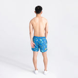 Saxx Mens Oh Buoy Stretch Volley 5" Swim Short - Beer Olympics - Racer Blue