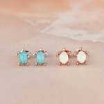 Pura Vida Opal Sea Turtle Earrings ~ Rose Gold