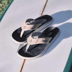 OluKai Mens Pili Waterproof Leather Sandals - Ash / Mood Indigo