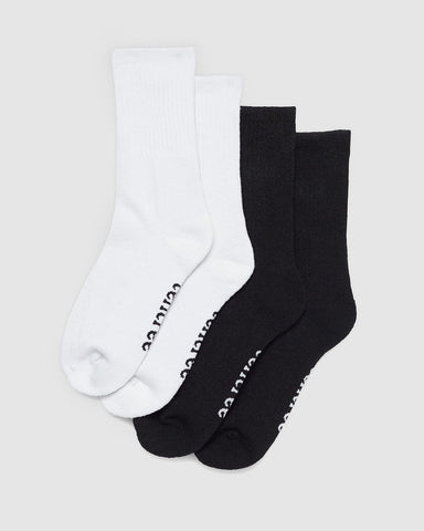 Tentree Gambier Sweat Socks (2-Pack) - Meteorite Black / White