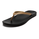 OluKai Women's Lalahi Leather Beach Sandals - Tan / Lava Rock